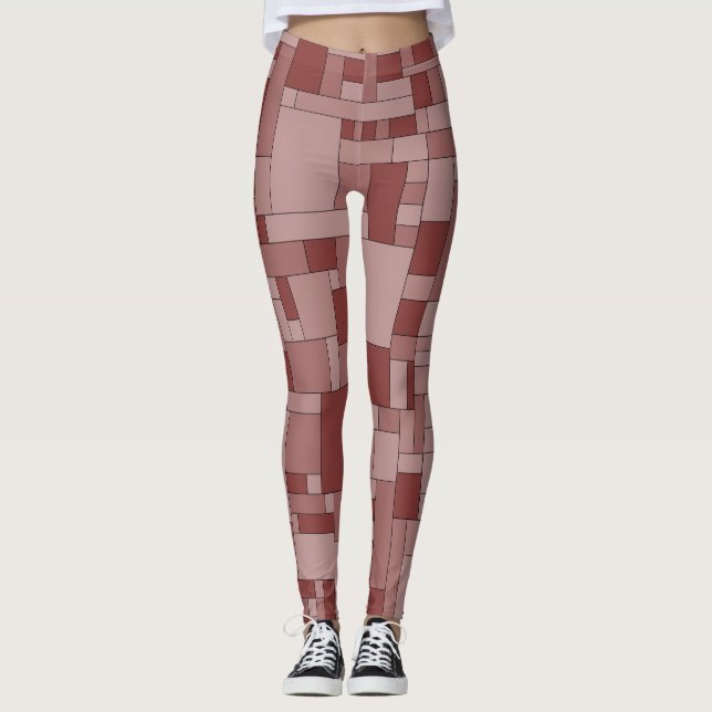 Legging Blocos Geométricos, textura abstrata contínua (Frente)