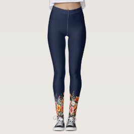 Legging Blogue Onde Está Plantado Marinho Azul Floral