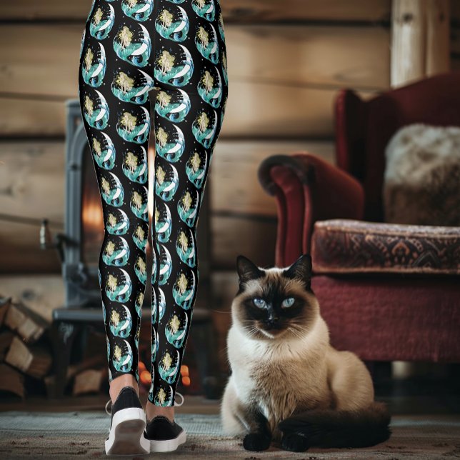 Legging Blona Mermaid Moon Fantasy Art Deco (Criador carregado)