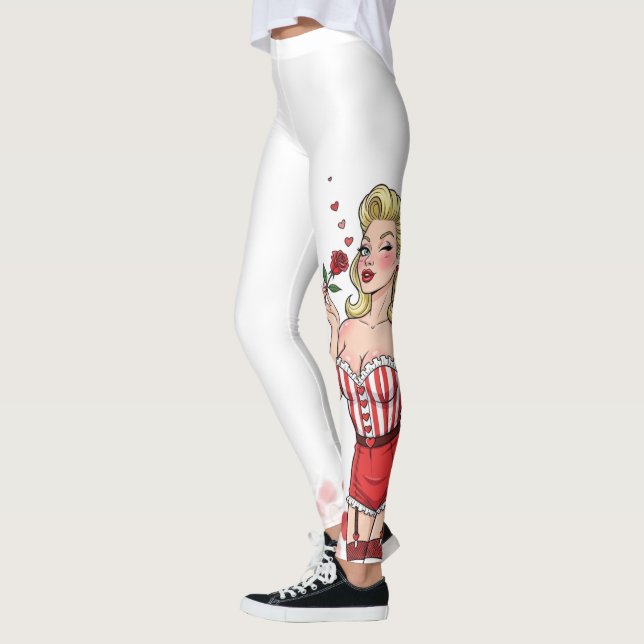 Legging Blonde Retro Valentine Pin-Up Girl (Esquerda)