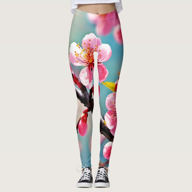 Legging Blooming Cherry Blossoms em Primavera (Frente)