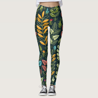 Legging Blooms Eternos: Elegância Floral Desenhada À Mão