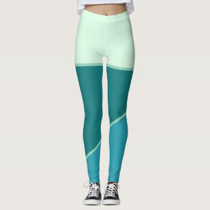 Legging Bloqueio de cor monocromático verde-azul-lacrimogê