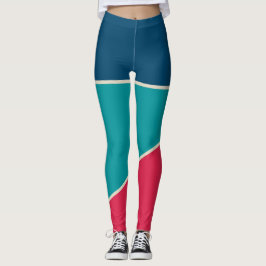 Legging Bloqueio de cor vermelho azul-azul-Marinho retroat