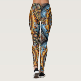 Legging blue and gold fractal swirl leggings2
