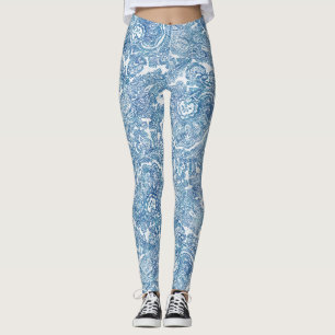 Legging Blue Boho Paisley Pattern