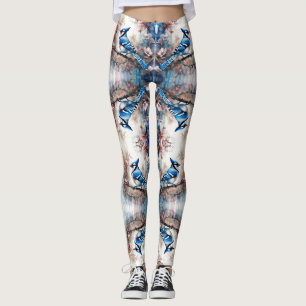 Legging Blue Jay Cherry Blossoms aquarela