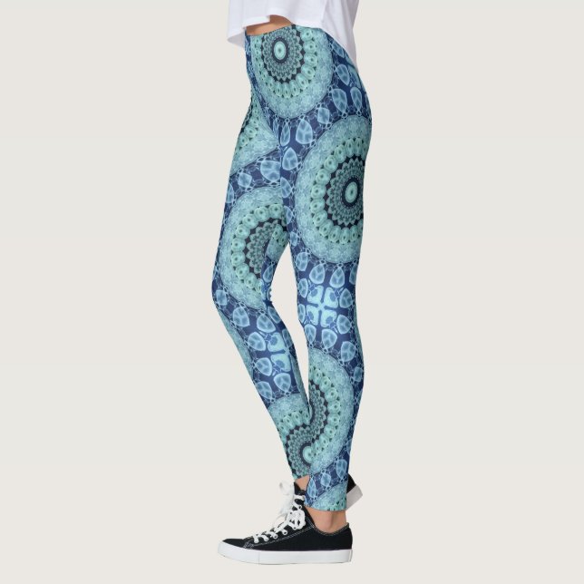 Legging Blue Jellyfish Mandala Simetria Inspirada no Ocean (Esquerda)