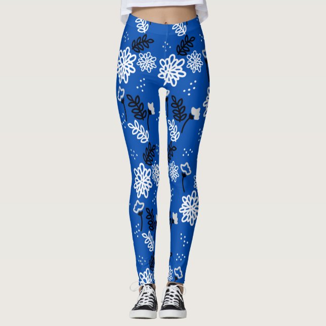 Legging Blue leaves romantic garden (Frente)