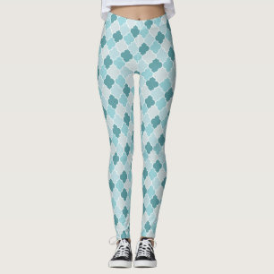 Legging Blue Marroquino Trellis, Laticework, Quatrefoil
