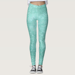 Legging Blue Ocean Beach Aqua Metallic Diamond Sparly