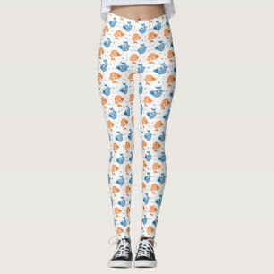 Legging Blue Orange Summer Japonês Koi Fish