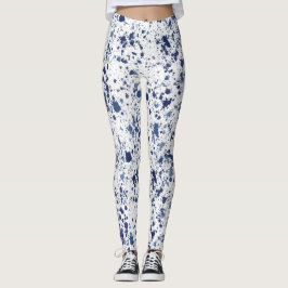 Legging Blue Paint Splash And Splatter Pattern