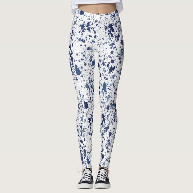 Legging Blue Paint Splash And Splatter Pattern (Frente)