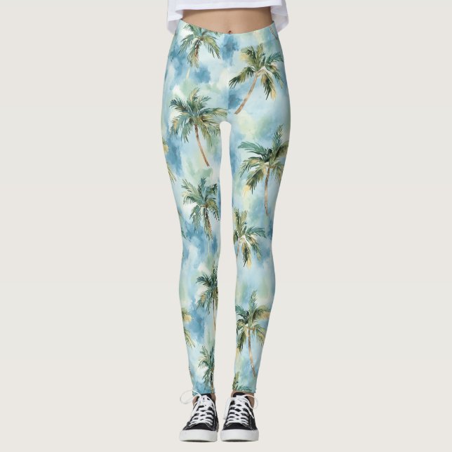 Legging Blue Skies Tropical Island Palm Trees   (Frente)