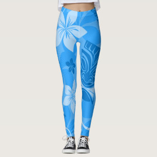 Legging Blue Tiki Hawaiian