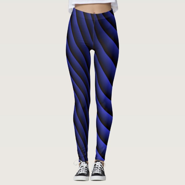 Legging Blue Wave Stripe Abstract Pattern (Frente)