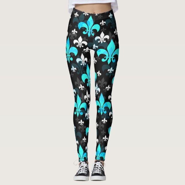Legging Blue White Fleur De Lis (Frente)