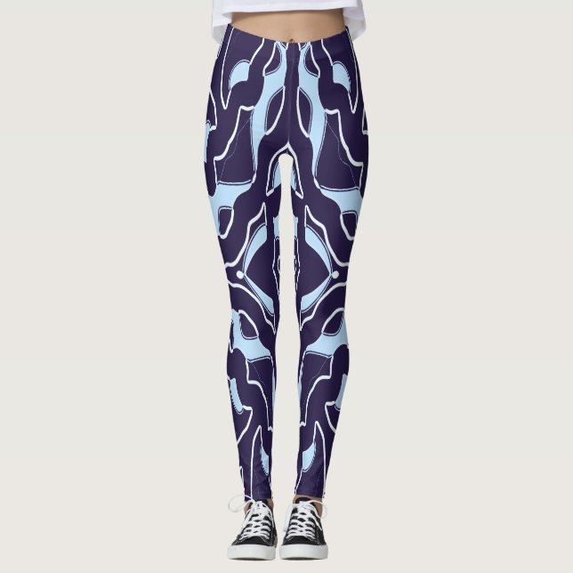 Legging Blue & white perfeito "Ratti_Creative_Arts" (Frente)