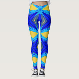 Legging Blue Yellow Winter Christmas Xmas Star Starburst