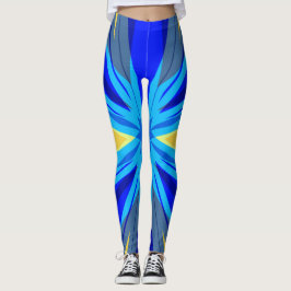 Legging Blue Yellow Winter Christmas Xmas Star Starburst