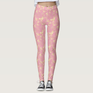 Legging Blush Ginkgo Luxe – Botânica Dourada em Rosa (1)