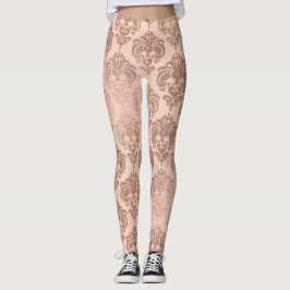Legging Blush Rosa Dourado Rosa Glamour Damask Moderno