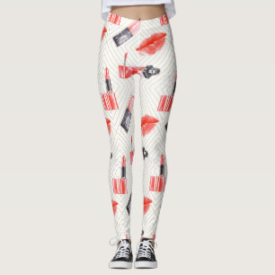 Legging Boca De Bico Com Padrão De Batom