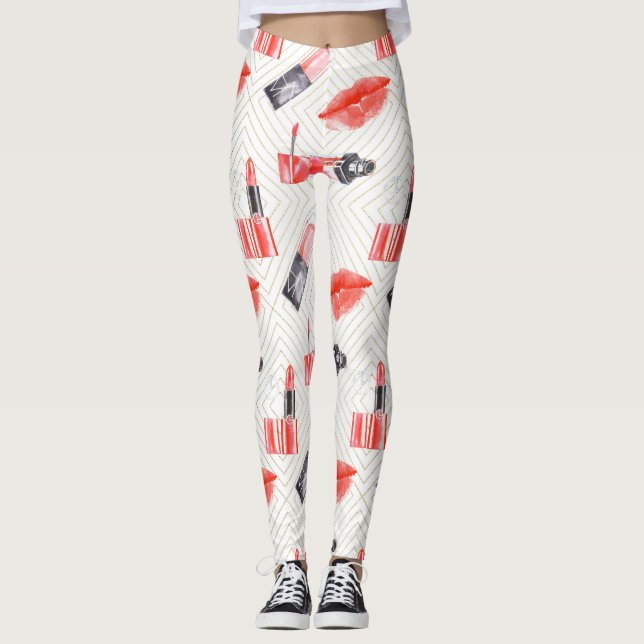 Legging Boca De Bico Com Padrão De Batom (Frente)