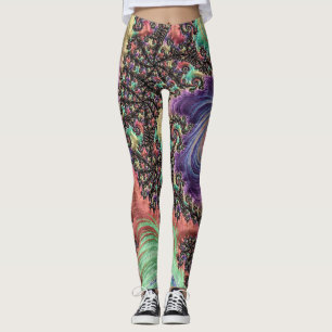 Legging Boêmia Hippie Colorful Jewel Tone Fractal Art