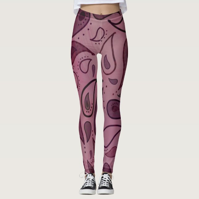 LEGGING BOHEMIAN BOHO PINK PAISLEY YOGA PANDAS (Frente)