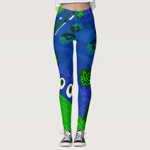 Legging Bohemian Chintz Ilustração Azul Roxo Verde