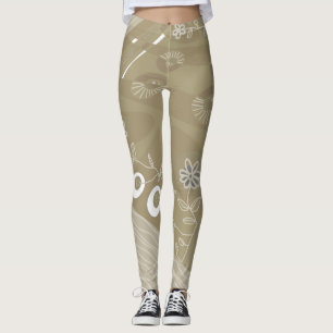 Legging Bohemian Chintz Ilustração Dusty Marrom Neutro