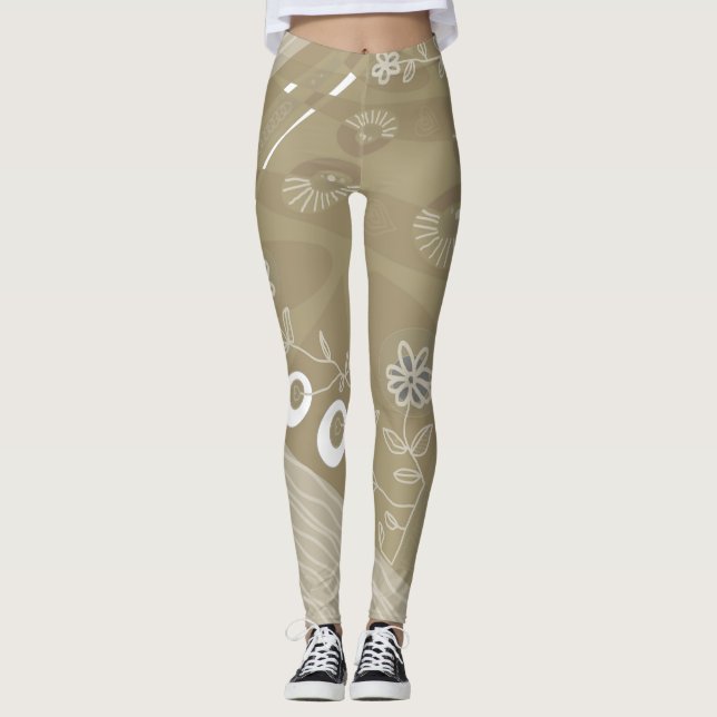 Legging Bohemian Chintz Ilustração Dusty Marrom Neutro (Frente)