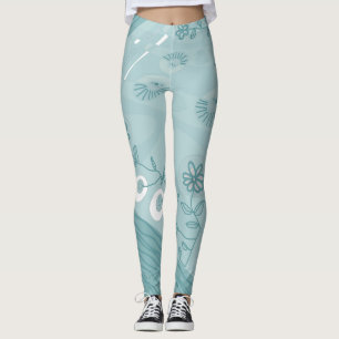 Legging Bohemian Chintz Ilustração Dusty Pato de Ovo Azul