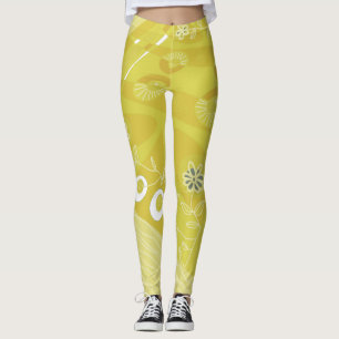 Legging Bohemian Chintz Ilustração Par Verde Amarelo