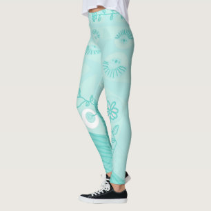 Legging Bohemian Chintz Ilustração Pastel Azul
