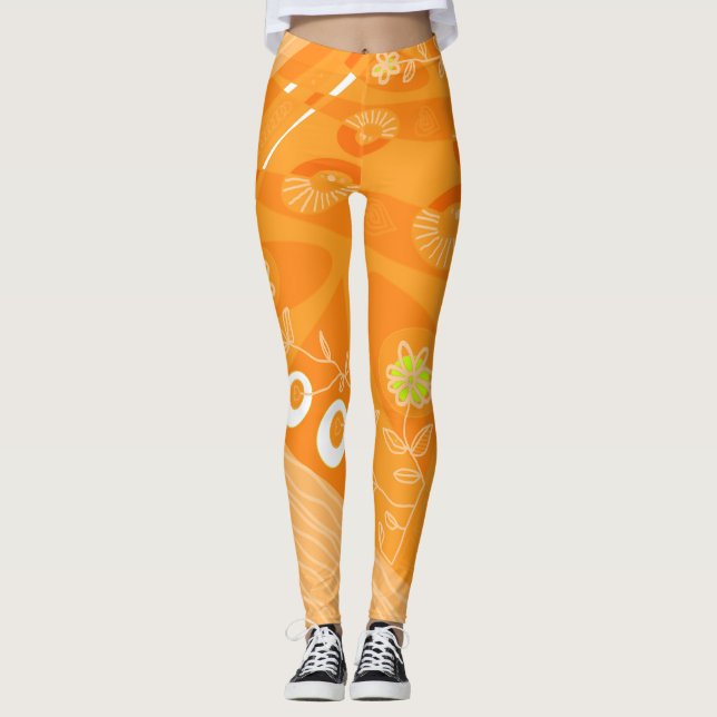 Legging Bohemian Chintz Ilustração Pastel Orange (Frente)