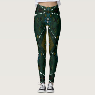 Legging Bohemian Chintz Ilustração Teal Olive Blue