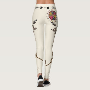 Legging Boho Antigo Espírito Sol Arco-Íris Curando Yoga