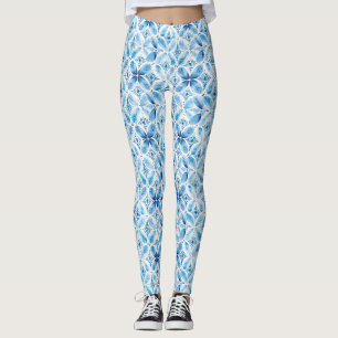Legging Boho Blue White Floral