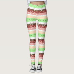 Legging Boho Brown, Borgonha, Verde e Mauve Whimsical