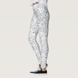 Legging Boho Chic Cinza White Na moda Gypsy Padrão
