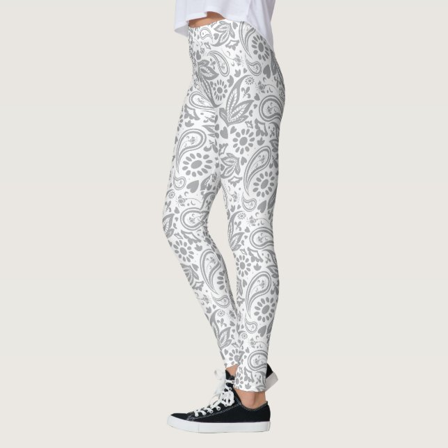 Legging Boho Chic Cinza White Na moda Gypsy Padrão (Esquerda)