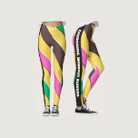 Legging Boho colorido l Palangre cor-de-rosa amarela l Wor<br><div class="desc">Coloração gráfica colorida moderna,  rosa,  amarela,  marrom e verde,  com texto preto e branco moderno para exercício,  exercício e exercício feminino.</div>