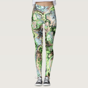 Legging Boho Colorido Pastel Fractal Marble Abstrato Art