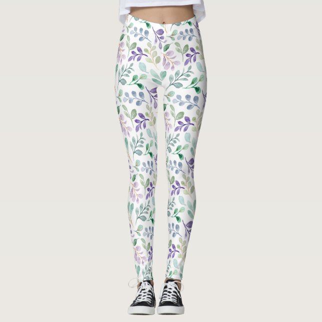 Legging Boho floral rosa romântico (Frente)