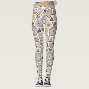 Legging Boho Geométrico Abstrato Shapes Terracotta