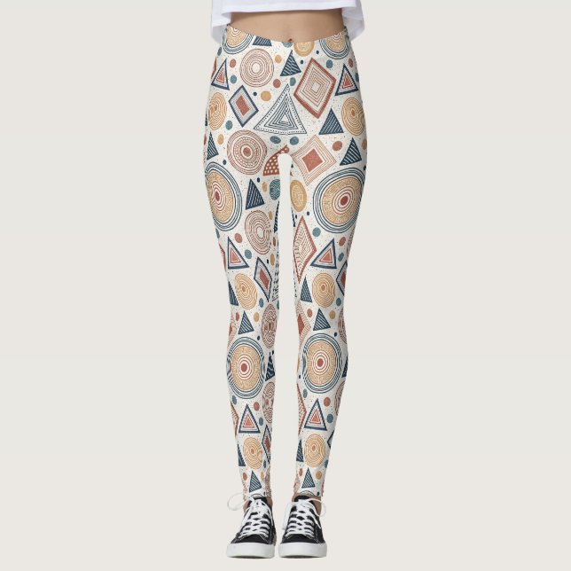 Legging Boho Geométrico Abstrato Shapes Terracotta (Frente)
