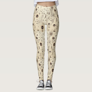 Legging Boho Halloween Máscaras e Padrão de Suportes Botân
